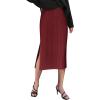imageZeagoo Womens Knit Midi Skirts Casual Pencil Skirt High Waisted Long Skirt with Slit Elegant Work Office SkirtsWine Red