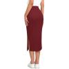 imageZeagoo Womens Knit Midi Skirts Casual Pencil Skirt High Waisted Long Skirt with Slit Elegant Work Office SkirtsWine Red