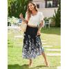imageZeagoo Womens Midi Summer 2025 Boho Elastic High Waist ALine Flowy Swing Asymmetric Tiered Skirt Dress with Pockets01black Floral