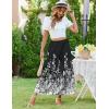 imageZeagoo Womens Midi Summer 2025 Boho Elastic High Waist ALine Flowy Swing Asymmetric Tiered Skirt Dress with Pockets01black Floral