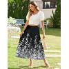 imageZeagoo Womens Midi Summer 2025 Boho Elastic High Waist ALine Flowy Swing Asymmetric Tiered Skirt Dress with Pockets01black Floral