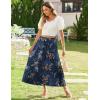 imageZeagoo Womens Midi Summer 2025 Boho Elastic High Waist ALine Flowy Swing Asymmetric Tiered Skirt Dress with Pockets01navy Blue Floral