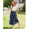 imageZeagoo Womens Midi Summer 2025 Boho Elastic High Waist ALine Flowy Swing Asymmetric Tiered Skirt Dress with Pockets01navy Blue Floral