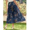 imageZeagoo Womens Midi Summer 2025 Boho Elastic High Waist ALine Flowy Swing Asymmetric Tiered Skirt Dress with Pockets01navy Blue Floral