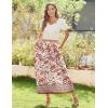 imageZeagoo Womens Midi Summer 2025 Boho Elastic High Waist ALine Flowy Swing Asymmetric Tiered Skirt Dress with Pockets01red Floral 2