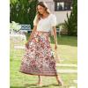 imageZeagoo Womens Midi Summer 2025 Boho Elastic High Waist ALine Flowy Swing Asymmetric Tiered Skirt Dress with Pockets01red Floral 2