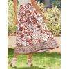 imageZeagoo Womens Midi Summer 2025 Boho Elastic High Waist ALine Flowy Swing Asymmetric Tiered Skirt Dress with Pockets01red Floral 2
