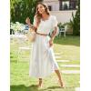 imageZeagoo Womens Midi Summer 2025 Boho Elastic High Waist ALine Flowy Swing Asymmetric Tiered Skirt Dress with Pockets01white