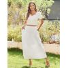 imageZeagoo Womens Midi Summer 2025 Boho Elastic High Waist ALine Flowy Swing Asymmetric Tiered Skirt Dress with Pockets01white
