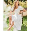 imageZeagoo Womens Midi Summer 2025 Boho Elastic High Waist ALine Flowy Swing Asymmetric Tiered Skirt Dress with Pockets01white