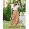 imageZeagoo Womens Midi Summer 2025 Boho Elastic High Waist ALine Flowy Swing Asymmetric Tiered Skirt Dress with PocketsColor Pattern 1