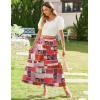 imageZeagoo Womens Midi Summer 2025 Boho Elastic High Waist ALine Flowy Swing Asymmetric Tiered Skirt Dress with PocketsColor Pattern 2