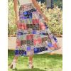 imageZeagoo Womens Midi Summer 2025 Boho Elastic High Waist ALine Flowy Swing Asymmetric Tiered Skirt Dress with PocketsColor Pattern 4