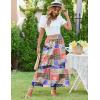 imageZeagoo Womens Midi Summer 2025 Boho Elastic High Waist ALine Flowy Swing Asymmetric Tiered Skirt Dress with PocketsColor Pattern 4