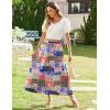 imageZeagoo Womens Midi Summer 2025 Boho Elastic High Waist ALine Flowy Swing Asymmetric Tiered Skirt Dress with PocketsColor Pattern 4