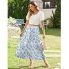 imageZeagoo Womens Midi Summer 2025 Boho Elastic High Waist ALine Flowy Swing Asymmetric Tiered Skirt Dress with PocketsLight Blue Floral