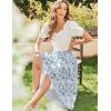 imageZeagoo Womens Midi Summer 2025 Boho Elastic High Waist ALine Flowy Swing Asymmetric Tiered Skirt Dress with PocketsLight Blue Floral