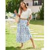 imageZeagoo Womens Midi Summer 2025 Boho Elastic High Waist ALine Flowy Swing Asymmetric Tiered Skirt Dress with PocketsLight Blue Floral