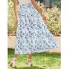 imageZeagoo Womens Midi Summer 2025 Boho Elastic High Waist ALine Flowy Swing Asymmetric Tiered Skirt Dress with PocketsLight Blue Floral