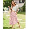 imageZeagoo Womens Midi Summer 2025 Boho Elastic High Waist ALine Flowy Swing Asymmetric Tiered Skirt Dress with PocketsLight Red Floral