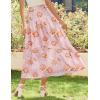 imageZeagoo Womens Midi Summer 2025 Boho Elastic High Waist ALine Flowy Swing Asymmetric Tiered Skirt Dress with PocketsLight Red Floral