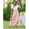 imageZeagoo Womens Midi Summer 2025 Boho Elastic High Waist ALine Flowy Swing Asymmetric Tiered Skirt Dress with PocketsLight Red Floral