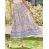 imageZeagoo Womens Midi Summer 2025 Boho Elastic High Waist ALine Flowy Swing Asymmetric Tiered Skirt Dress with PocketsPurple Floral
