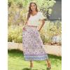 imageZeagoo Womens Midi Summer 2025 Boho Elastic High Waist ALine Flowy Swing Asymmetric Tiered Skirt Dress with PocketsPurple Floral