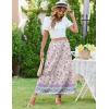 imageZeagoo Womens Midi Summer 2025 Boho Elastic High Waist ALine Flowy Swing Asymmetric Tiered Skirt Dress with PocketsPurple Floral