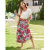 imageZeagoo Womens Midi Summer 2025 Boho Elastic High Waist ALine Flowy Swing Asymmetric Tiered Skirt Dress with PocketsRed Floral 1