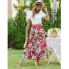 imageZeagoo Womens Midi Summer 2025 Boho Elastic High Waist ALine Flowy Swing Asymmetric Tiered Skirt Dress with PocketsRed Floral 1