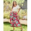imageZeagoo Womens Midi Summer 2025 Boho Elastic High Waist ALine Flowy Swing Asymmetric Tiered Skirt Dress with PocketsRed Floral 1