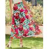imageZeagoo Womens Midi Summer 2025 Boho Elastic High Waist ALine Flowy Swing Asymmetric Tiered Skirt Dress with PocketsRed Floral 1
