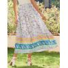 imageZeagoo Womens Midi Summer 2025 Boho Elastic High Waist ALine Flowy Swing Asymmetric Tiered Skirt Dress with PocketsWhite Blue Floral