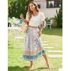 imageZeagoo Womens Midi Summer 2025 Boho Elastic High Waist ALine Flowy Swing Asymmetric Tiered Skirt Dress with PocketsWhite Blue Floral