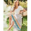 imageZeagoo Womens Midi Summer 2025 Boho Elastic High Waist ALine Flowy Swing Asymmetric Tiered Skirt Dress with PocketsWhite Blue Floral