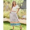 imageZeagoo Womens Midi Summer 2025 Boho Elastic High Waist ALine Flowy Swing Asymmetric Tiered Skirt Dress with PocketsWhite Blue Floral