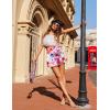 imageZeagoo Womens Mini Skirts Elastic High Waisted Skirts Stain ALine Zipper Party Club Skirt 2025Colorful Floral