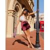 imageZeagoo Womens Mini Skirts Elastic High Waisted Skirts Stain ALine Zipper Party Club Skirt 2025Wine Red