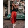imageZeagoo Womens Satin Skirt Thin High Waist Midi Skirt Flowy Silk Casual Skirts Mermaid HemCaramel Colour