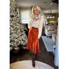 imageZeagoo Womens Satin Skirt Thin High Waist Midi Skirt Flowy Silk Casual Skirts Mermaid HemCaramel Colour