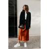 imageZeagoo Womens Satin Skirt Thin High Waist Midi Skirt Flowy Silk Casual Skirts Mermaid HemCaramel Colour