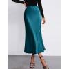imageZeagoo Womens Satin Skirt Thin High Waist Midi Skirt Flowy Silk Casual Skirts Mermaid HemDark Blue