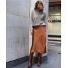 imageZeagoo Womens Satin Skirt Thin High Waist Midi Skirt Flowy Silk Casual Skirts Mermaid HemDark Brown