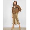 imageZeagoo Womens Satin Skirt Thin High Waist Midi Skirt Flowy Silk Casual Skirts Mermaid HemKhaki