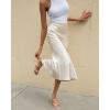 imageZeagoo Womens Satin Skirt Thin High Waist Midi Skirt Flowy Silk Casual Skirts Mermaid HemPastel Peach