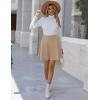 imageZeagoo Womens Skirt Basic Mini Skater Skirt 2025 Fall Skirts Stretchable High Waist ALine Dance SkirtsBeige