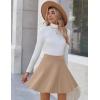 imageZeagoo Womens Skirt Basic Mini Skater Skirt 2025 Fall Skirts Stretchable High Waist ALine Dance SkirtsBeige