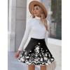 imageZeagoo Womens Skirt Basic Mini Skater Skirt 2025 Fall Skirts Stretchable High Waist ALine Dance SkirtsBlack Floral