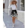 imageZeagoo Womens Skirt Basic Mini Skater Skirt 2025 Fall Skirts Stretchable High Waist ALine Dance SkirtsBlack Floral